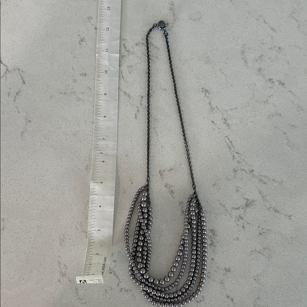 Multi-Strand Hematite Beaded Statement Necklace - Women Jewelry